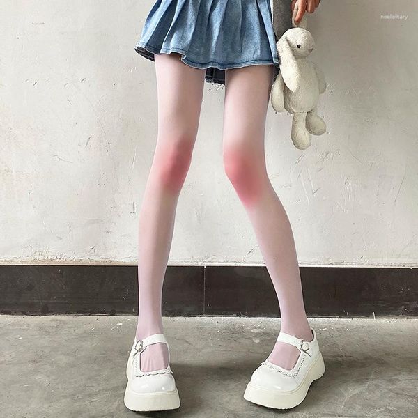 Calcetines de mujer estilo japonés lindo rubor pantimedias para mujer Color degradado mallas para mejillas JK medias ultrafinas chicas Kawaii