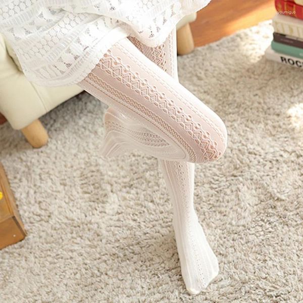 Chaussettes de Style japonais pour femmes, collants ajourés en maille et dentelle, bas Lolita doux pour filles, cuisses hautes