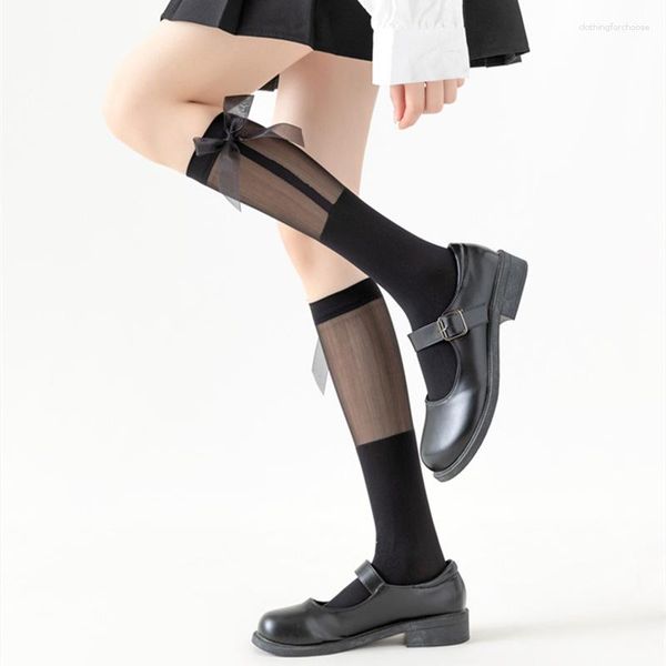 Femmes chaussettes Style japonais femmes genou JK Lolita bas mignon dentelle haute chaussette haute élastique Sexy Kawaii Cosplay longue