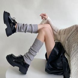 Calcetines de lana japonesa para mujer, mallas de Ballet JK dulces, Color puro, estilo Loli, puños de bota hasta la rodilla, ropa de moda