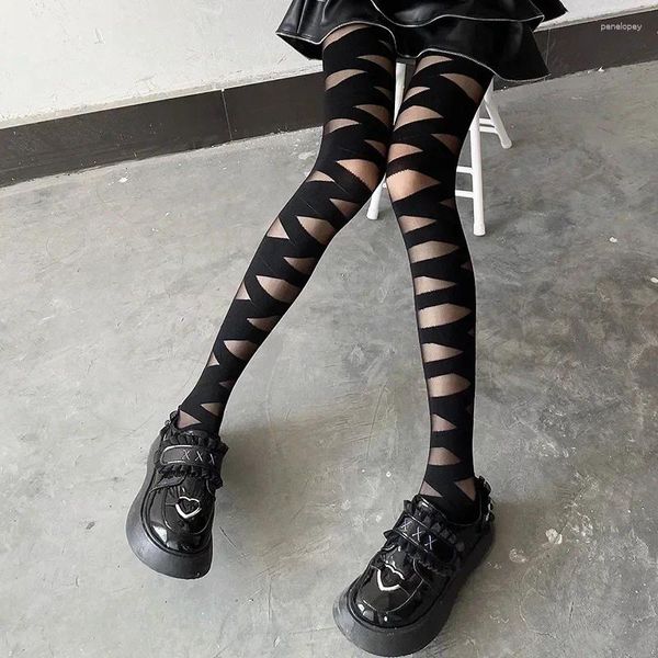 Calcetines de mujer JK Lolita medias pantimedias chicas estilo japonés vendaje Nylon muslo medias altas lencería Sexy transparente