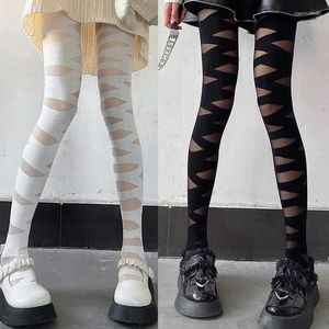 Chaussettes JK sexy pour femmes, collants à bretelles croisées noires/blanches, collants en soie Ultra fins de Style japonais, bas longs à bandes Anime Cosplay, chaussettes Lolita