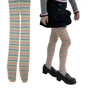 Chaussettes pour femmes JK bas pour y2k colorants à motifs à rayures colorées