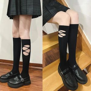 Chaussettes de femmes Jk Summer Summer Noir personnalisé Velvet Japonais Japonais Sweet Cool Girl Mid-Calf Minage Slimming