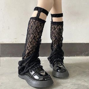 Calzini da donna Kawaii Stivali alti al ginocchio Scarpe Polsini Copre Y2K Pizzo Bretella trasparente Estate Protezione solare sottile Copristivale Harajuku