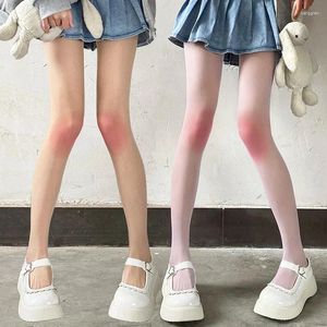 Femmes chaussettes Kawaii Lolita dégradé joue couleur collants velours japonais JK filles portent mignon fard à joues bas longue femme