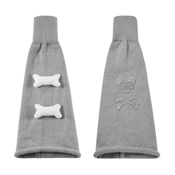 Calcetines de mujer tejidos con patrón de hueso de calavera gótica hasta la rodilla, cubierta estética para puños de botas, ropa de calle