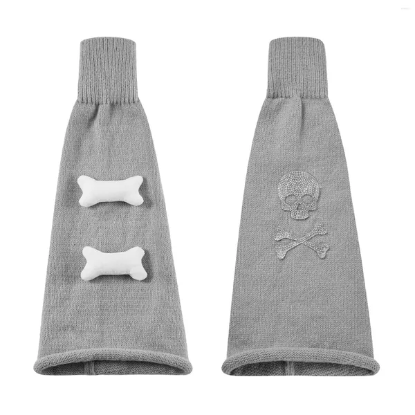 Chaussettes tricotées gothiques pour femmes, motif d'os de crâne, hauteur des genoux, couvre-poignets de bottes esthétiques pour Streetwear