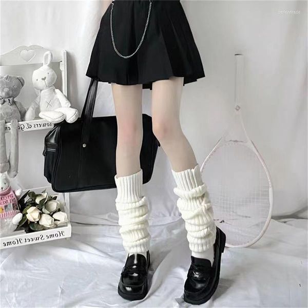 Femmes Chaussettes Tricot Hiver Manches Lâches Genou Haute Botte Bas Leggings JK Lolita Épaissir Bottes Chaudes