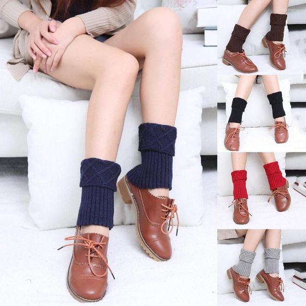 Calcetines de mujer de punto torcido cubierta de piernas cortas invierno ganchillo moda Casual cálido sólido bota puños tobillo calcetín accesorios para zapatos