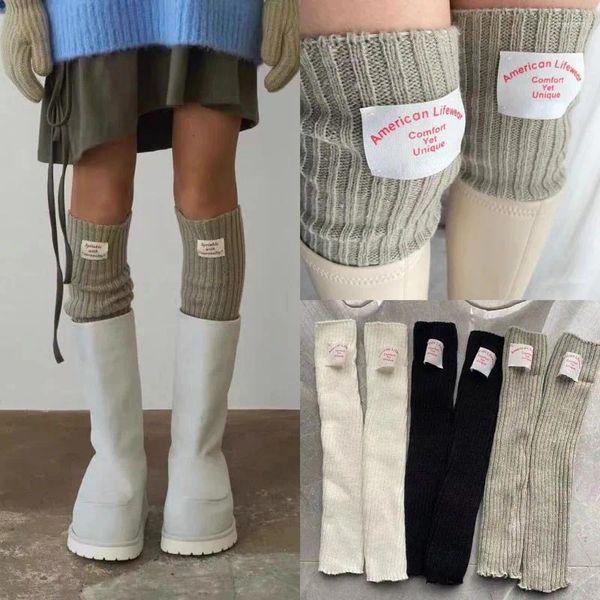 Calcetines de mujer con etiqueta coreana, mangas por encima de la rodilla, cubrebrazos, mallas japonesas Y2k, guantes multifuncionales Punk hasta el muslo de lana