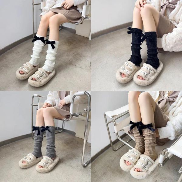 Chaussettes de femmes coréennes Fashion Fashion Bowknot pour JK style japonais long tube lolita millénaire y2k veau