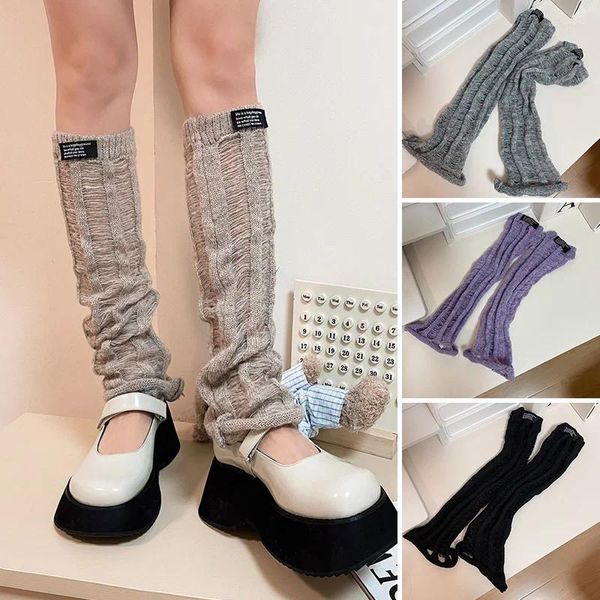 Femmes chaussettes coréen Y2K tricot bas épicé filles évider droite couleur unie chaussette automne hiver Maheimao jambière laine empilée