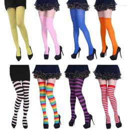 Women Socks Ladies Girls Thigh High Over The Knee Pantyhose Long Stripe Printed Stockings Knitted Warm Soks Referee Otk Sock