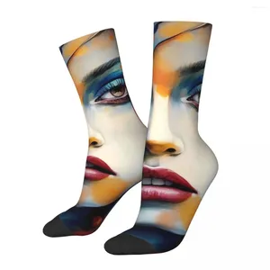 Femmes chaussettes dame face à l'automne Art d'une femme bass sur les bassins élégants unisexes de haute qualité grimpant anti-dérapage