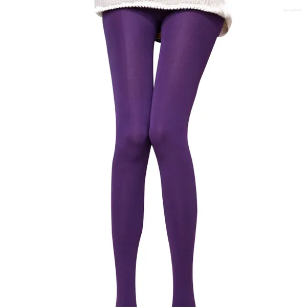 Femmes chaussettes dame des collants de culotte chaude d'hiver marchent sur des leggings extensibles (violet)