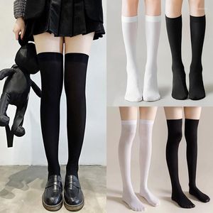 Femmes chaussettes jambe Compression longue surgenou velours Lolita Leggings JK femme solide genou haut Kawaii Sexy Nylon bas Cosplay