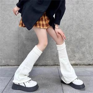 Chaussettes chauffantes pour femmes, Leggings tricotés, mollet Lolita, noir et blanc, bottes chaudes, jambes longues, poignets Kawaii, couverture de cheville, guêtres Y2k