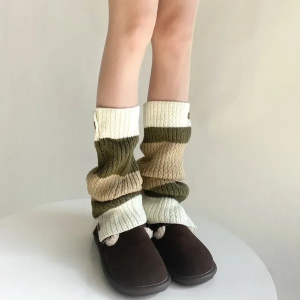 Femmes chaussettes jambes réchauffeurs chauds à pied en tricot couverture de pied y2k filles jambes jk lolita kawaii mignons bas bas de bas d'automne hiver