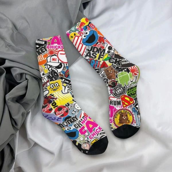 Calcetines de mujer con logotipo de personajes de dibujos animados, medias Kawaii de primavera, antibacterianas, diseño suave para correr