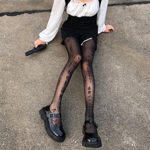 Calcetines de mujer Lolita pantimedias con alfabeto JK medias para niñas personajes japoneses transparentes que dan forma al cuerpo medias de fondo Harajuku