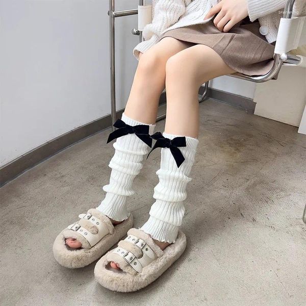 Calcetines de mujer Lolita JK calentamiento de piernas Y2k primavera y otoño arco femenino coreano tubo largo cálido medias de ganchillo de moda