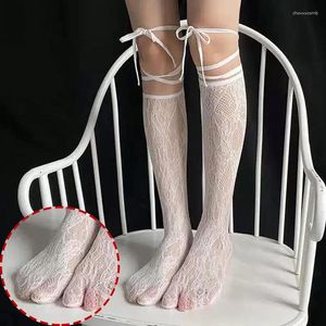 Chaussettes féminines Lolita Lace Fishnet Y2k Stockage en mailles creux du genou