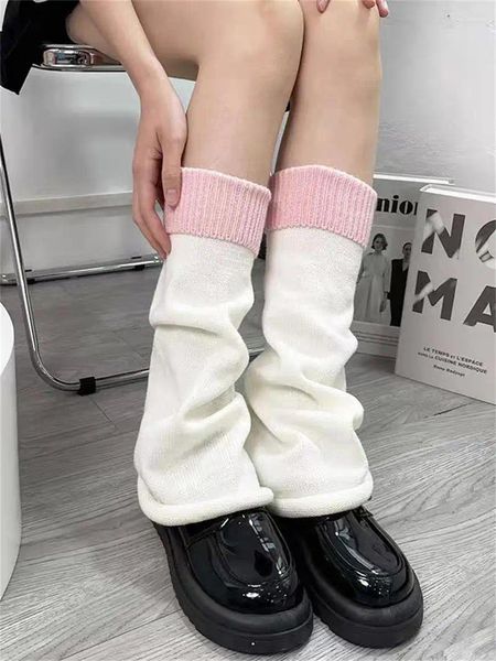 Femmes Chaussettes Lolita Jambières Blanc Bras Tricoté Chaud Couvre-pieds Automne Hiver Millénaire Épicé Filles Y2K Crochet Botte Poignets 2PC