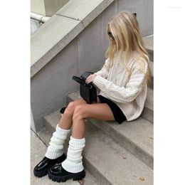 Calcetines de mujer Lolita calentadores de piernas de punto de lana cubierta larga botas de ganchillo puños Otoño Invierno medias de montón JK Y2K Punk gótico