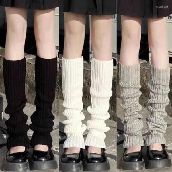 Chaussettes Lolita longues jambières Y2k pour femmes, couvre-pieds tricoté en noir et blanc, bas de bottes d'automne et d'hiver