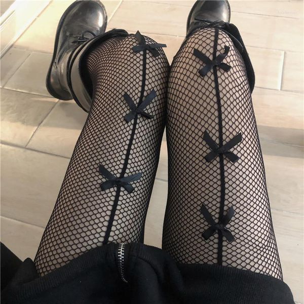 Femmes chaussettes Lolita longue Sexy noir blanc creux dentelle maille bas bas collants Goth Floral rotin bas classique collants