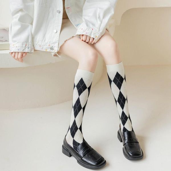 Calcetines de mujer Lolita Sexy Lattice medias chica JK largo alta compresión primavera otoño japonés