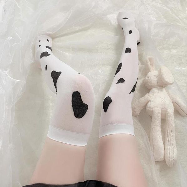 Calcetines De Mujer, Medias De estilo Lolita, ropa interior Sexy, medias blancas dulces por encima de la rodilla, Medias altas para niñas, regalos, Calcetines De Mujer