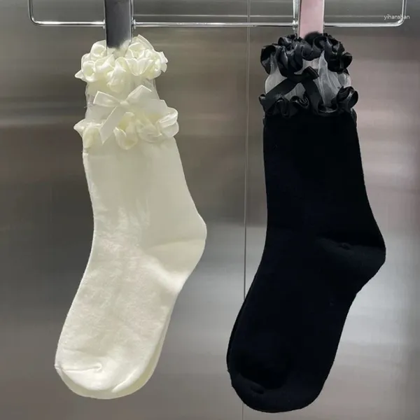 Femmes chaussettes lolita d'été mid manche jk uniforme japonais mignon mignon mode haute qualité couleur sweet arc lacet