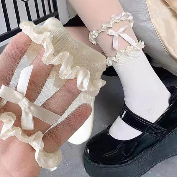 Femmes chaussettes lolita d'été mid manche jk uniforme japonais mignon mignon mode haute qualité couleur sweet arc lacet