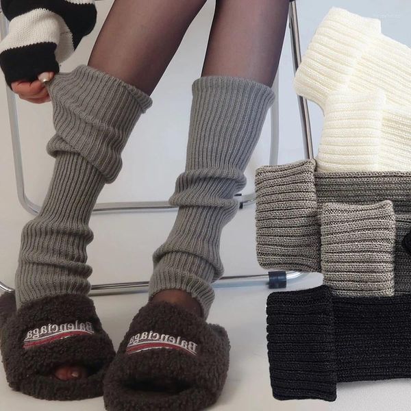 Chaussettes Lolita Y2K pour femmes, jambières japonaises en laine longue tricotée, couvre-pieds, chauffe-bras, automne hiver, chaussettes en Crochet, poignets de bottes
