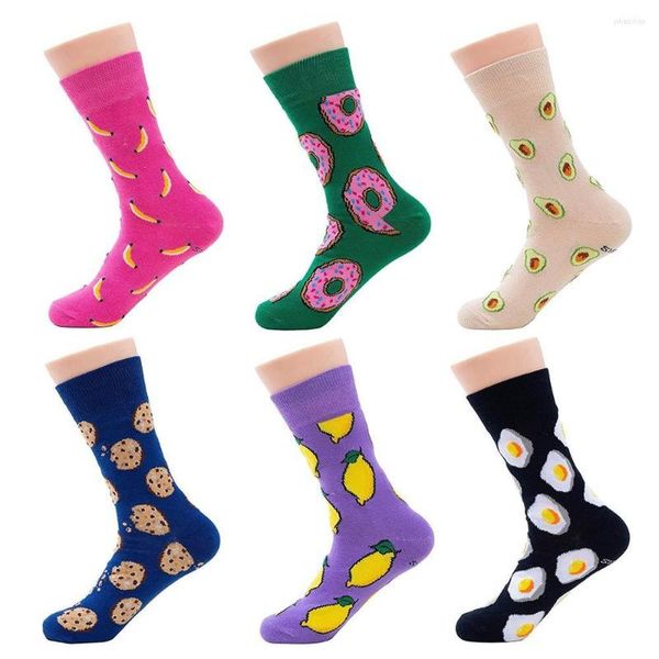 Femmes chaussettes longue équipage drôle mignon dessin animé Fruits banane avocat citron oeuf Cookie beignets nourriture heureux Harajuku Skateboard chaussette