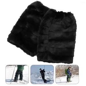 Chaussettes longues en fausse fourrure pour femmes, protège-jambes, bottes noires, chauffe-fourrure, manchette d'hiver pour ensembles dames