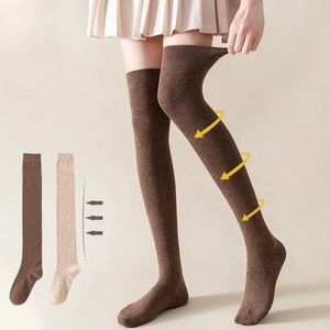 Calcetines largos por encima de la rodilla para mujer, medias cómodas de Color sólido, calentadores de piernas de lana de punto adelgazantes
