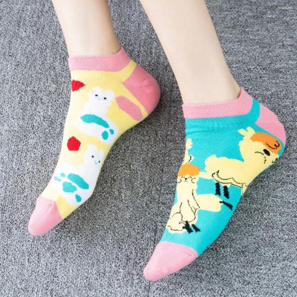 Chaussettes féminines taille basse alpaca nauf de cheville filles japonais coton court rave rave respirant kawaii tenues streetwear de bar chaud