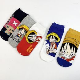 Vrouwen Sokken Luffy Vrouw Sok Kort Dun Voor Een Stuk Anime Wit Katoen Sox Koreaanse Kawaii Lente Zomer Casual dames Kousen