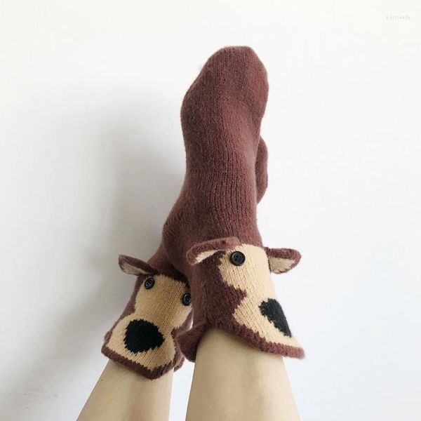 Calcetines de mujer hombres niños invierno tejido cálido 3d novedad Animal boca ancha accesorio de ropa calcetín hogar