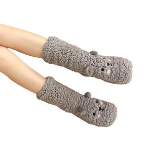 Femmes chaussettes hommes épaissi corail velours neige dessin animé maison Sports sommeil plancher chaud vêtements d'hiver