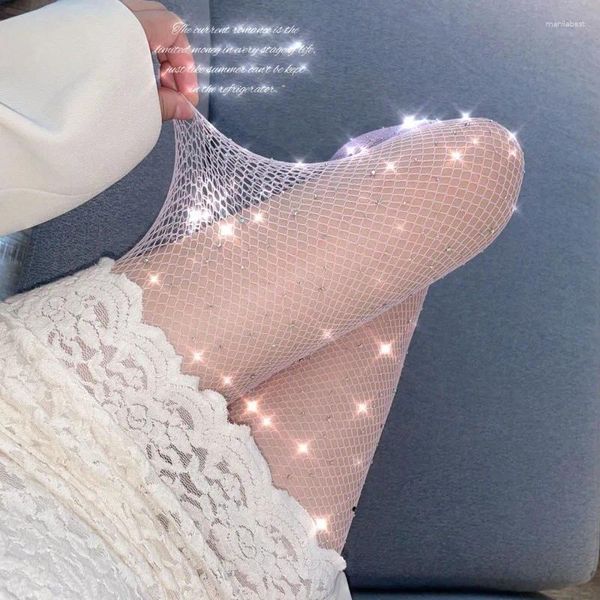 Femmes de chaussettes Mesh Collages Gradient Vers les bas de Nude Party Fishnet Girls Nylons minces en strass Hosiery Rave Trinet Cadeaux