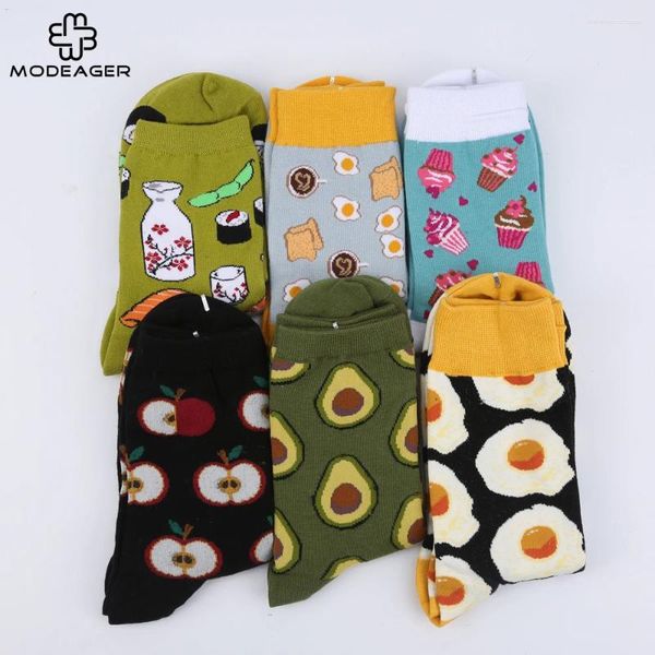 Calcetines de mujer Modeager moda dibujos animados lindo sushi pastel pan aguacate comida invierno grueso cálido para damas niñas