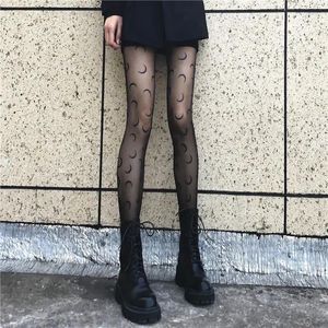 Chaussettes de femmes Moon Black Raiper Stockings Femme Influenceur en ligne Ins Trendy Long Spring and Automne Anti-Snagging Silk