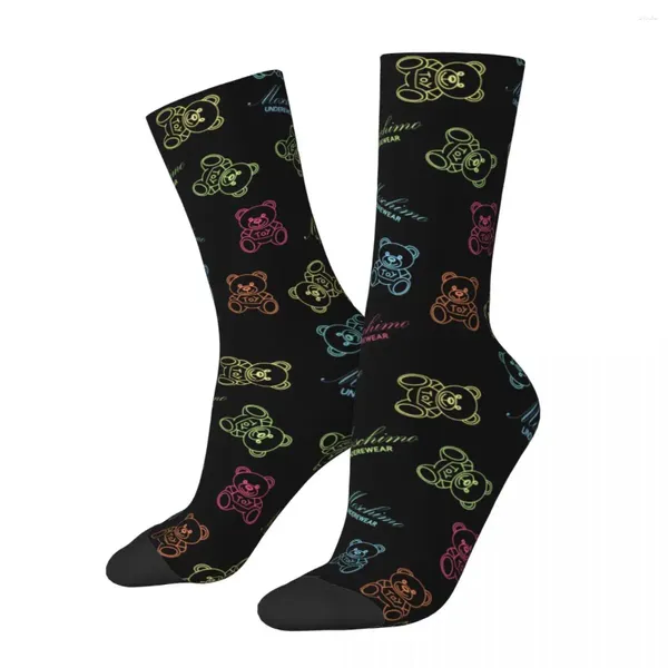 Femmes chaussettes néon ours imprimé mignon bass de mode animale hommes chauds à cycle doux hiver imprimé non glipt