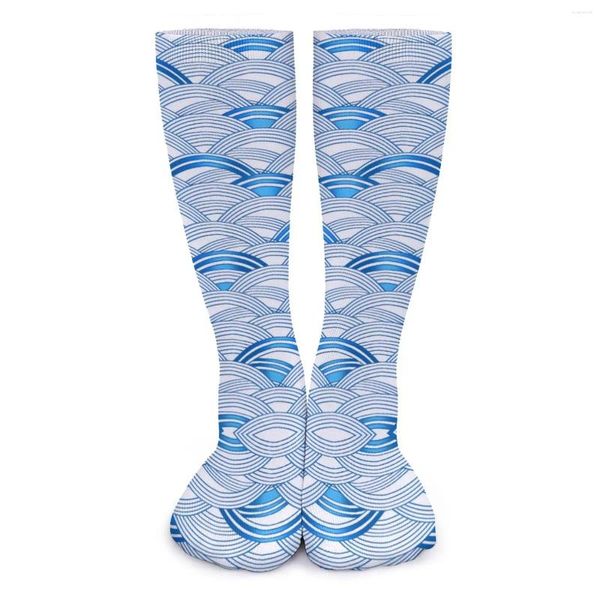 Femmes chaussettes océan waves bass abstraits imprimé imprimé moderne hiver anti patinage des filles grimpant de haute qualité