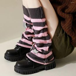 Chaussettes au dessus du genou pour femmes, uniforme japonais JK, Lolita coréenne, bottes d'hiver en tricot pour filles, couverture chauffante pour les pieds
