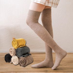 Femmes Chaussettes Sur Genou Cuisse Haute Hiver Bas Chauds Lolita Dames Filles Sexy Noir Soild Couleur Long Designer